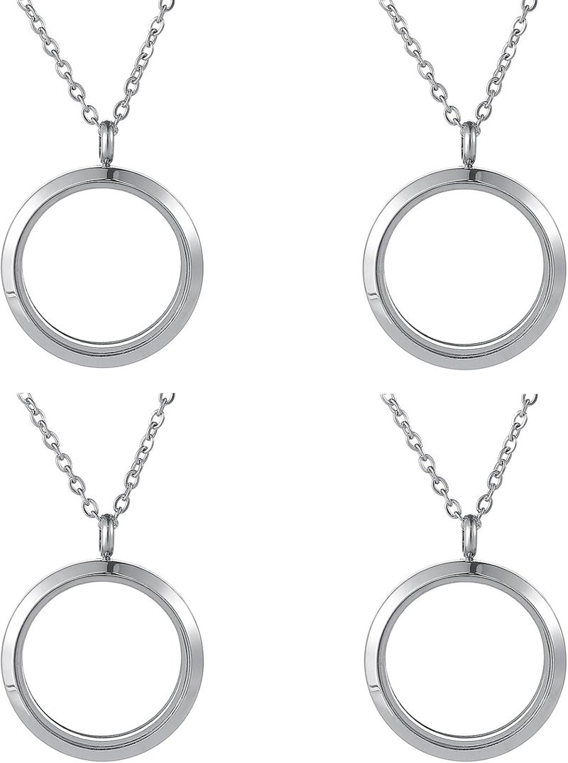 FM FM42 Stainless Steel 30mm/1.18" Diameter Glass Locket Pendant Charm, Pack of 4 - Image 1